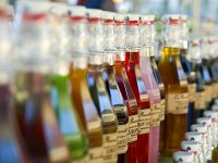  Syrup bottles at a market in France