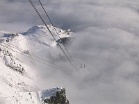  The final day at Brevent - Cloud at 2000m - Cable cars rise from the clouds - the station was just beneath the top of the clouds. Photo altitude 2500m