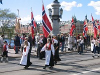  May 17 is the Norwegian national day. Even though we were not actually in Norwary, seemingly thousands of people were parading around in traditional costumes, waving giant flags and yelling 
