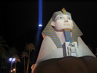  View of the front of the Luxor casino. The pyramid behind the sphinx is the hotel / casino.