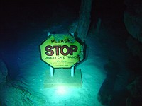  Stop sign at Grand Cenote (photo by Alex)